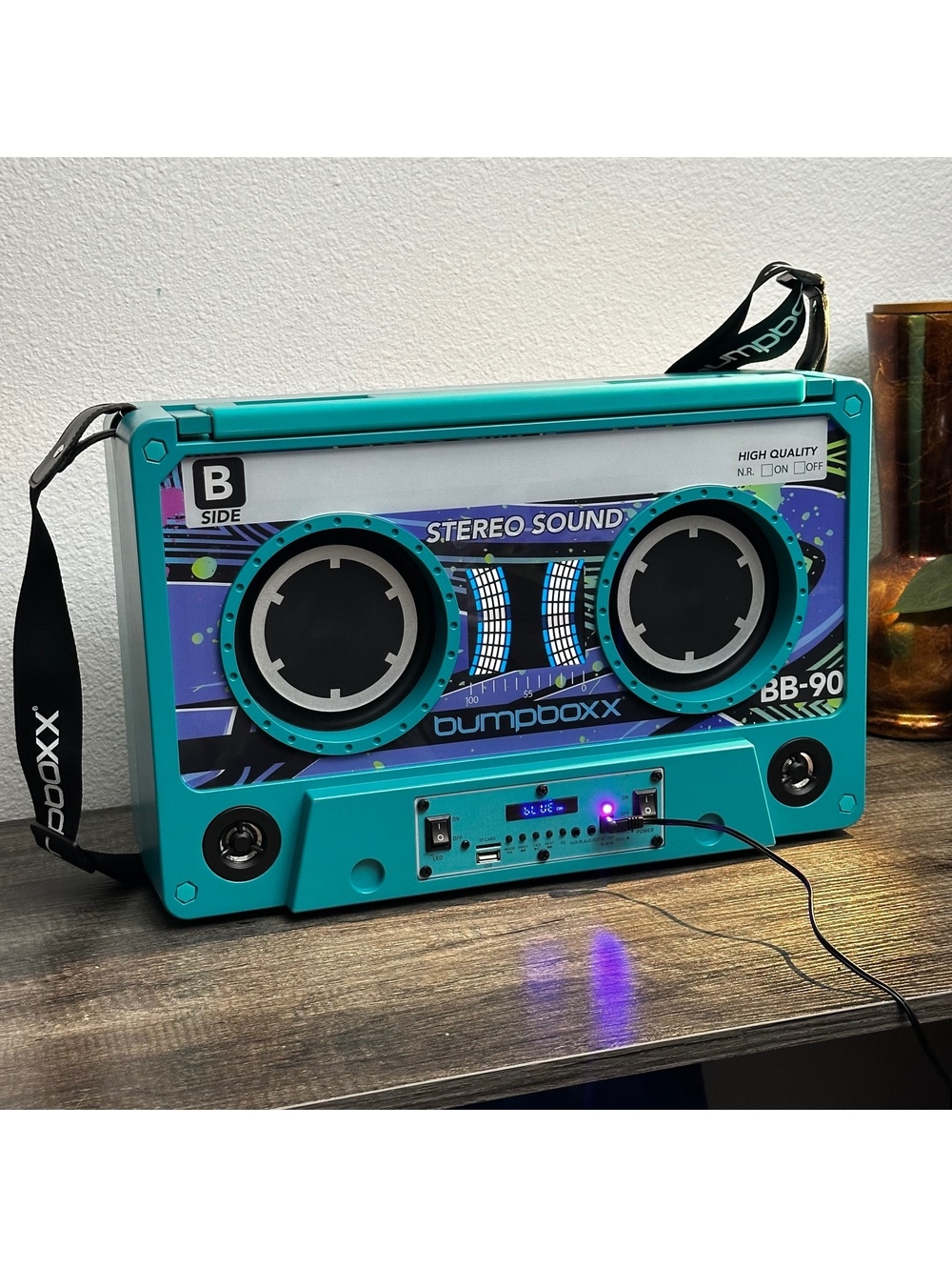 Bumpboxx Remixx BB-90 Bluetooth Boombox Teal Retro Speaker USB AUX FM